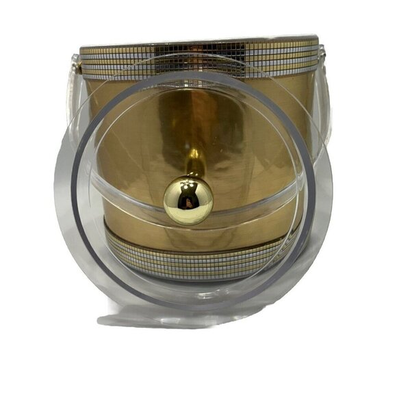 Vintage MCM Georges Briard USA Brushed Gold Lucite Clear Acrylic Handle & Lid - Picture 6 of 16